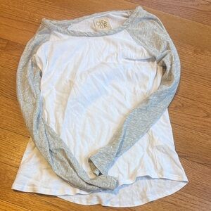 Chaser Gray and White Crew Neck Top